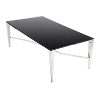 Stolik kawowy Rays Silver Black Wykonany ze stali nierdzewnej w kolorze srebrnym, wymiary 130x70x45 cm, blat z hartowanego szkła o czarnej barwie