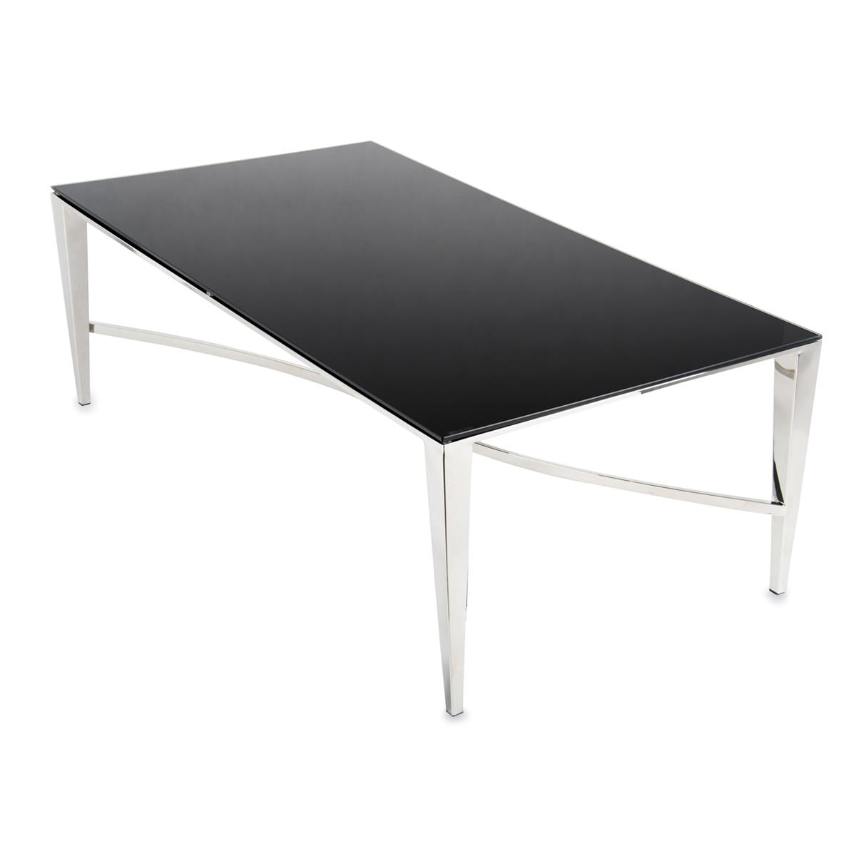 Stolik kawowy Rays Silver Black Wykonany ze stali nierdzewnej w kolorze srebrnym, wymiary 130x70x45 cm, blat z hartowanego szkła o czarnej barwie