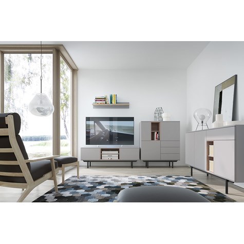 Półka ścienna INOX IP90 szara Nowoczesna półka ścienna, w stylu industrialnym, z płyty meblowej Jackson Hickory, szara.