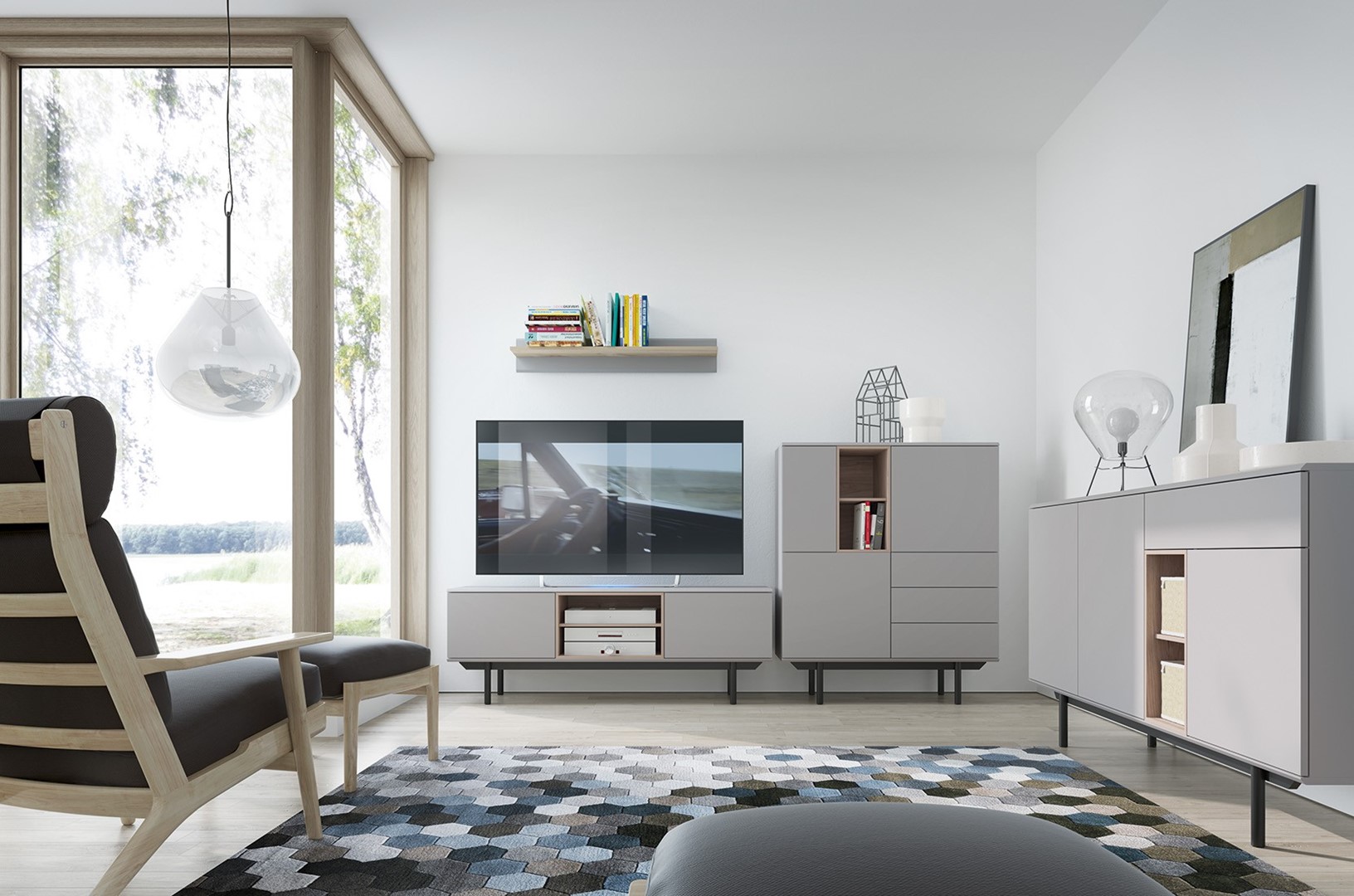 Półka ścienna INOX IP90 szara Nowoczesna półka ścienna, w stylu industrialnym, z płyty meblowej Jackson Hickory, szara.