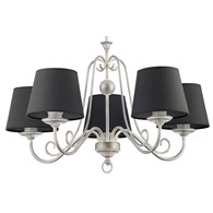 Żyrandol ARKADA Srebrny Grafitowy Abażury 5xE27