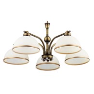 Żyrandol MONTANA Patyna Biały Szklane Klosze 5xE27