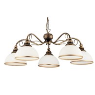 Żyrandol XSARA Brązowy Biały Szklane Klosze 5xE27