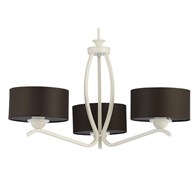 Żyrandol KASZMIR Biały Brązowy Abażury 3xE27