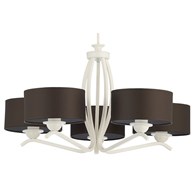 Żyrandol KASZMIR Biały Brązowy Abażury 5xE27
