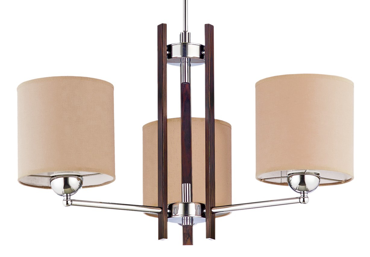 Lampa Sufitowa BOSTON Srebrny Brązowy Abażury 3xE27