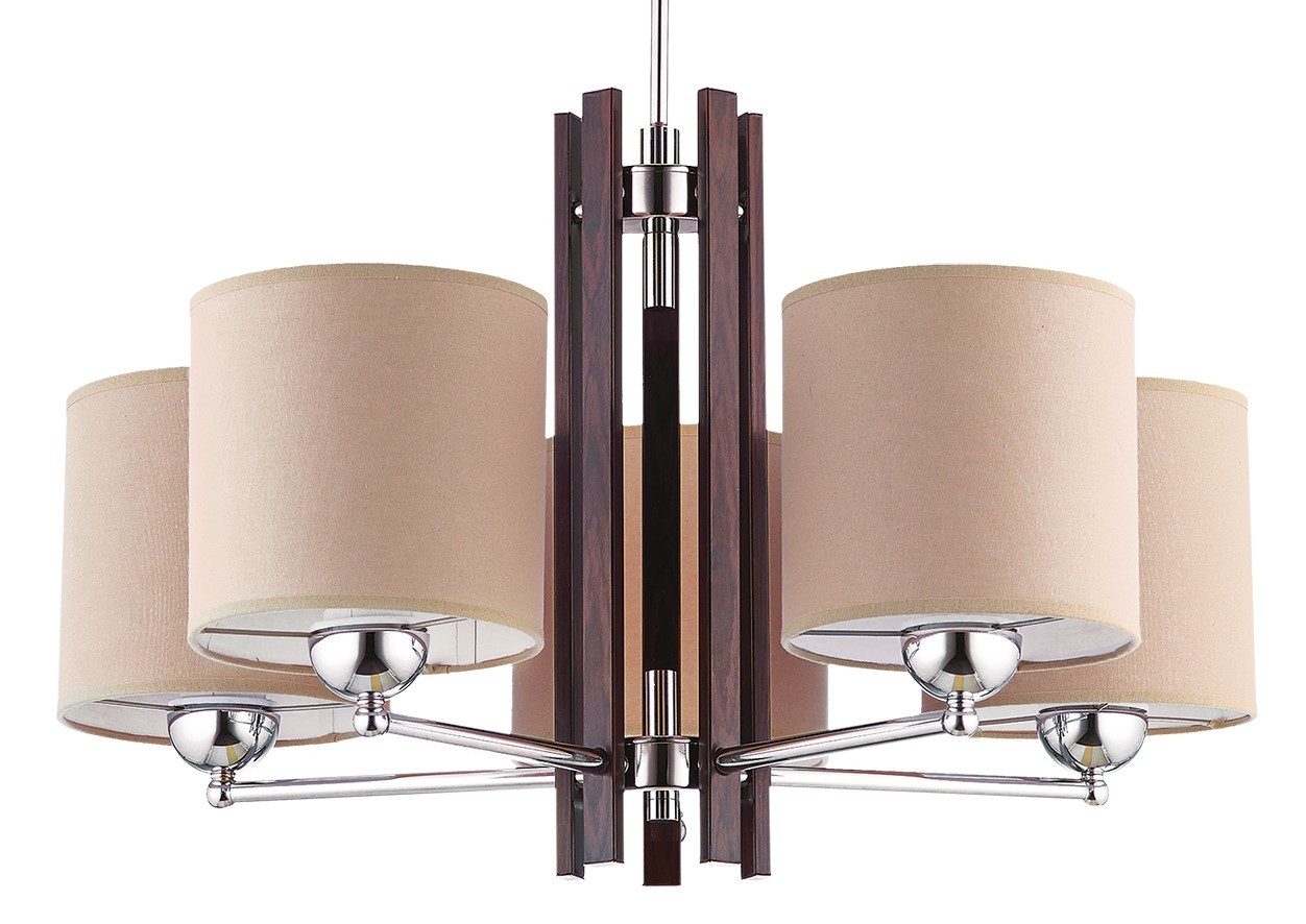 Lampa Sufitowa BOSTON Srebrny Brązowy Abażury 5xE27