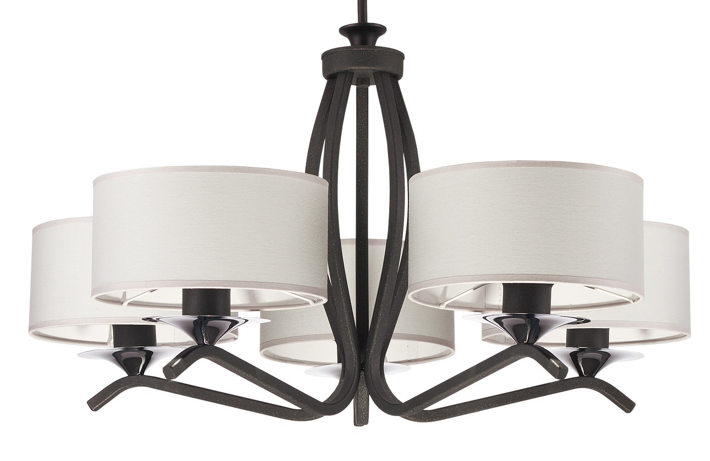 Żyrandol KASZMIR Grafitowy Biały Abażury 5xE27