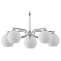 Żyrandol AXEL Srebrny Biały Szklane Klosze 5xE27