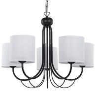 Żyrandol KASKADA Czarny Beżowy Abażury 5xE27