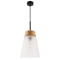 Lampa Wisząca DOMINO Czarny Biały Szklany Klosz 1xE27 23 cm