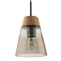 Lampa Wisząca DOMINO Czarny Dymiony Szklany Klosz 1xE27 23 cm