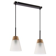 Lampa Wisząca DOMINO Czarny Biały Szklany Klosz 2xE27