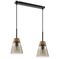 Lampa Wisząca DOMINO Czarny Dymiony Szklany Klosz 2xE27