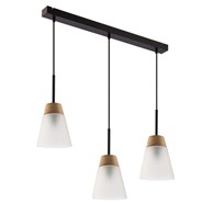 Lampa Wisząca DOMINO Czarny Biały Szklany Klosz 3xE27