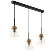 Lampa Wisząca DOMINO Czarny Bursztynowy Szklany Klosz 3xE27