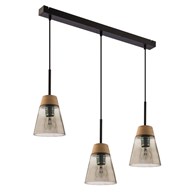 Lampa Wisząca DOMINO Czarny Dymiony Szklany Klosz 3xE27