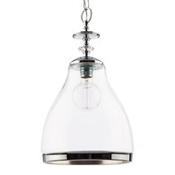 Lampa Wisząca ISLA Srebrny Transparentny Szklany Klosz 1xE27 29 cm