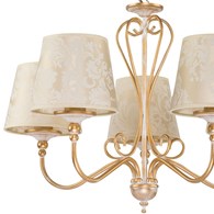 Żyrandol SOFIA Złoty Beżowy Abażury 5xE27