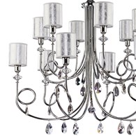 Żyrandol DELFINA Srebrny Abażury 12xE14