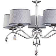 Żyrandol EGIDA Srebrny Szary Abażury 5xE27