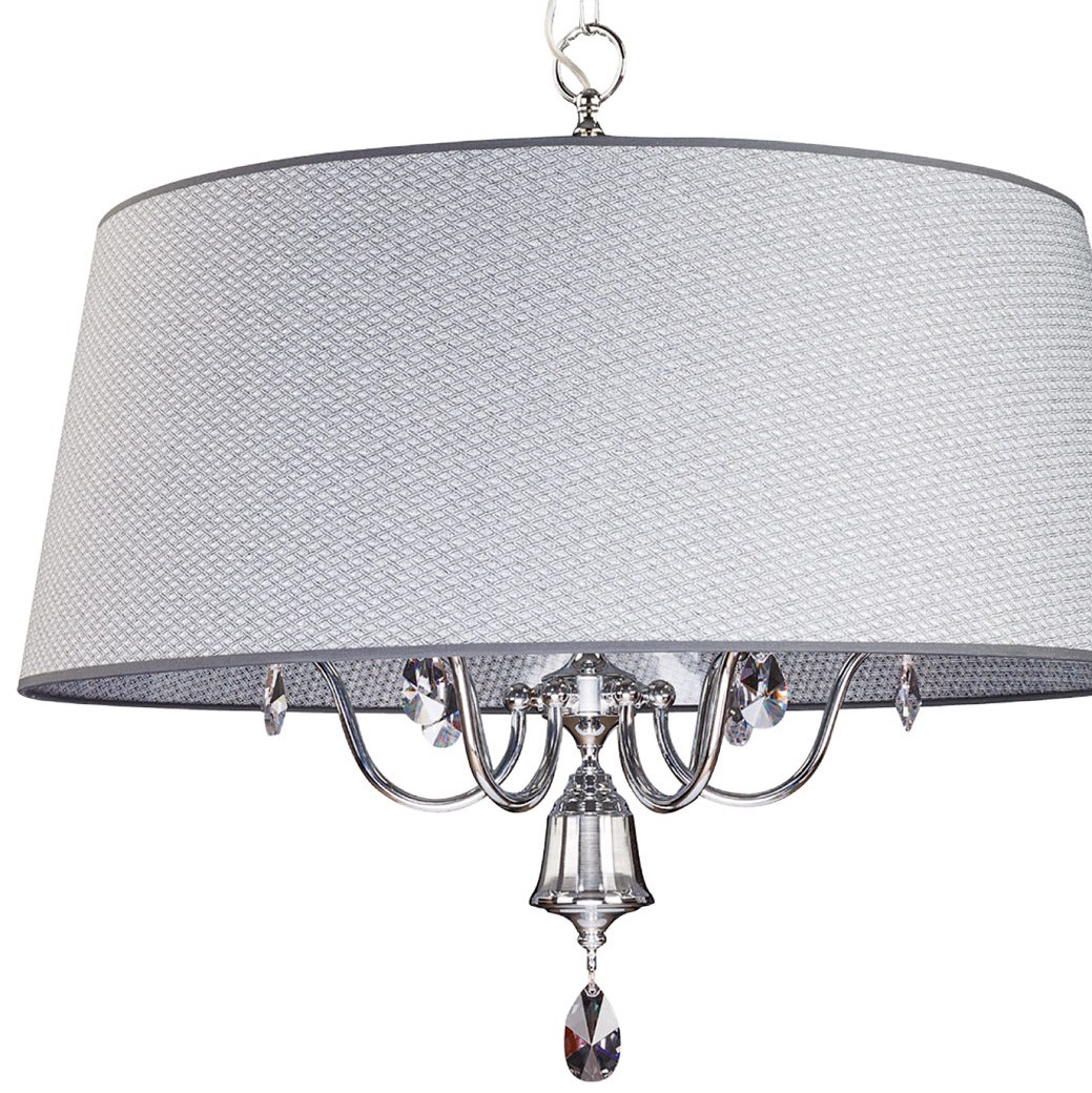 Żyrandol EGIDA Srebrny Szary Abażur 6xE27 73 cm