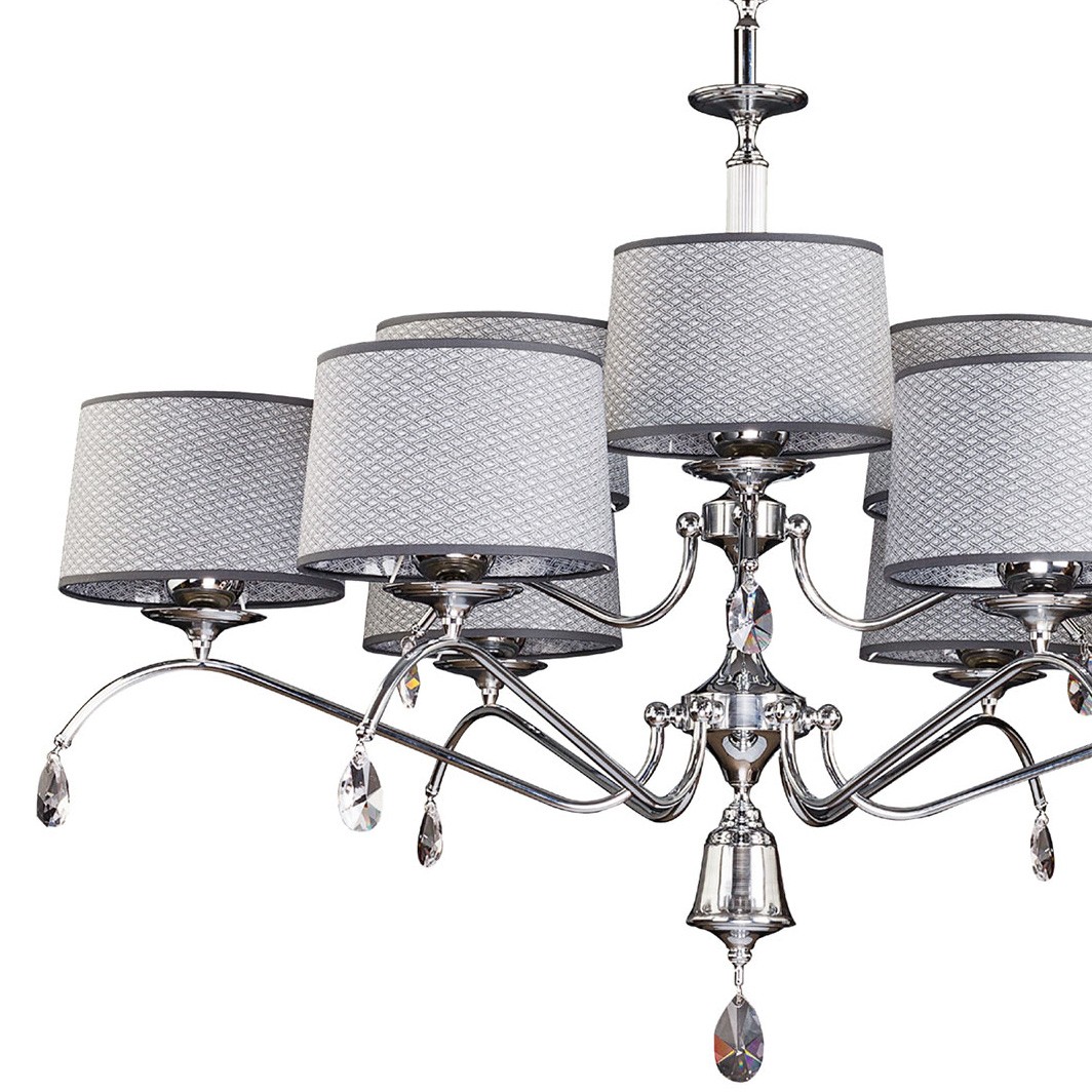 Żyrandol EGIDA Srebrny Szary Abażury 9xE27