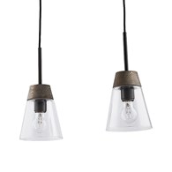 Lampa Wisząca DOMINO I Czarny Transparentny Szklany Klosz 2xE27