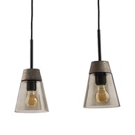 Lampa Wisząca DOMINO I Czarny Transparentny Szklany Klosz 2xE2