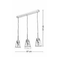 Lampa Wisząca DOMINO I Czarny Transparentny Szklany Klosz 3xE27