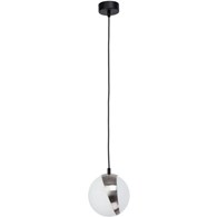 Lampa Wisząca ELFA Czarny Srebrny Szklany Klosz 1xE14 15 cm