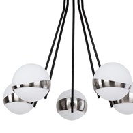 Lampa Sufitowa ELFA Czarny Srebrny Szklane Klosze 5xE14