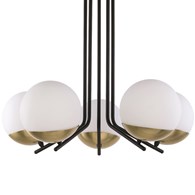 Lampa Sufitowa SANTA Czarny Złoty Szklane Klosze 5xE14