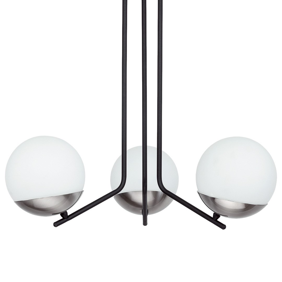Lampa Sufitowa SANTA Czarny Srebrny Szklane Klosze 3xE14
