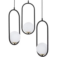 Lampa Wisząca IGON Czarny Biały Szklane Klosze 3xE14