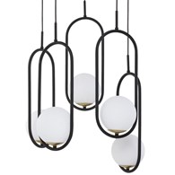 Lampa Wisząca IGON Czarny Biały Szklane Klosze 5xE14