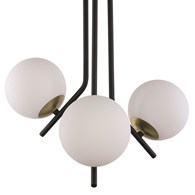 Lampa Sufitowa TIM Czarny Złoty Szklany Klosz 3xE14