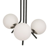 Lampa Sufitowa TIM Czarny Srebrny Szklany Klosz 3xE14