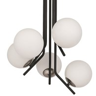 Lampa Sufitowa TIM Czarny Srebrny Szklany Klosz 5xE14
