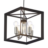 Lampa Wisząca MAY Czarny Srebrny 4xE14