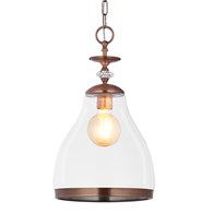 Lampa Wisząca ISLA Miedziany Transparentny Szklany Klosz 1xE27 29 cm
