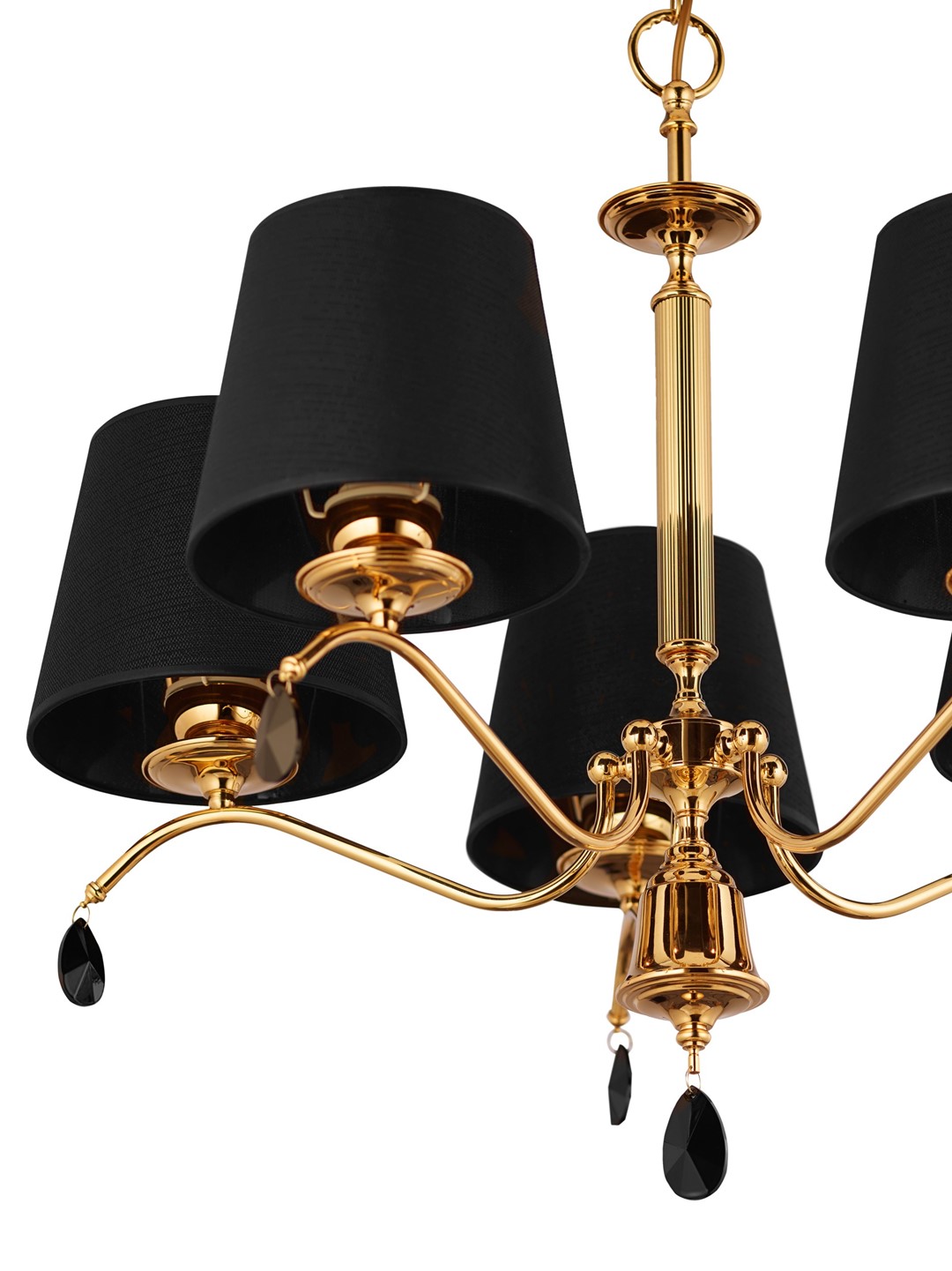 Żyrandol EGIDA Złoty Czarny Abażury 5xE27