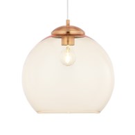 Lampa Wisząca ASTI Miedziany Bursztynowy Szklany Klosz 1xE27 29 cm