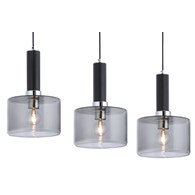 Lampa Wisząca VANES Srebrny Dymiony Szklane Klosze 3xE27