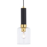 Lampa Wisząca TULUZA Czarny Złoty Szklany Klosz 1xE27 12 cm