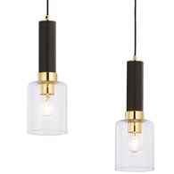 Lampa Wisząca TULUZA Czarny Złoty Szklane Klosze 2xE27