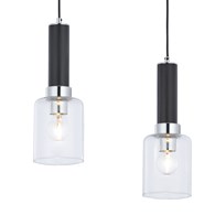 Lampa Wisząca TULUZA Czarny Srebrny Szklane Klosze 2xE27