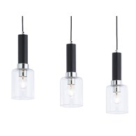 Lampa Wisząca TULUZA Czarny Srebrny Szklane Klosze 3xE27