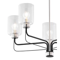 Żyrandol CERES Czarny Srebrny Transparentny Szklane Klosze 5xE27