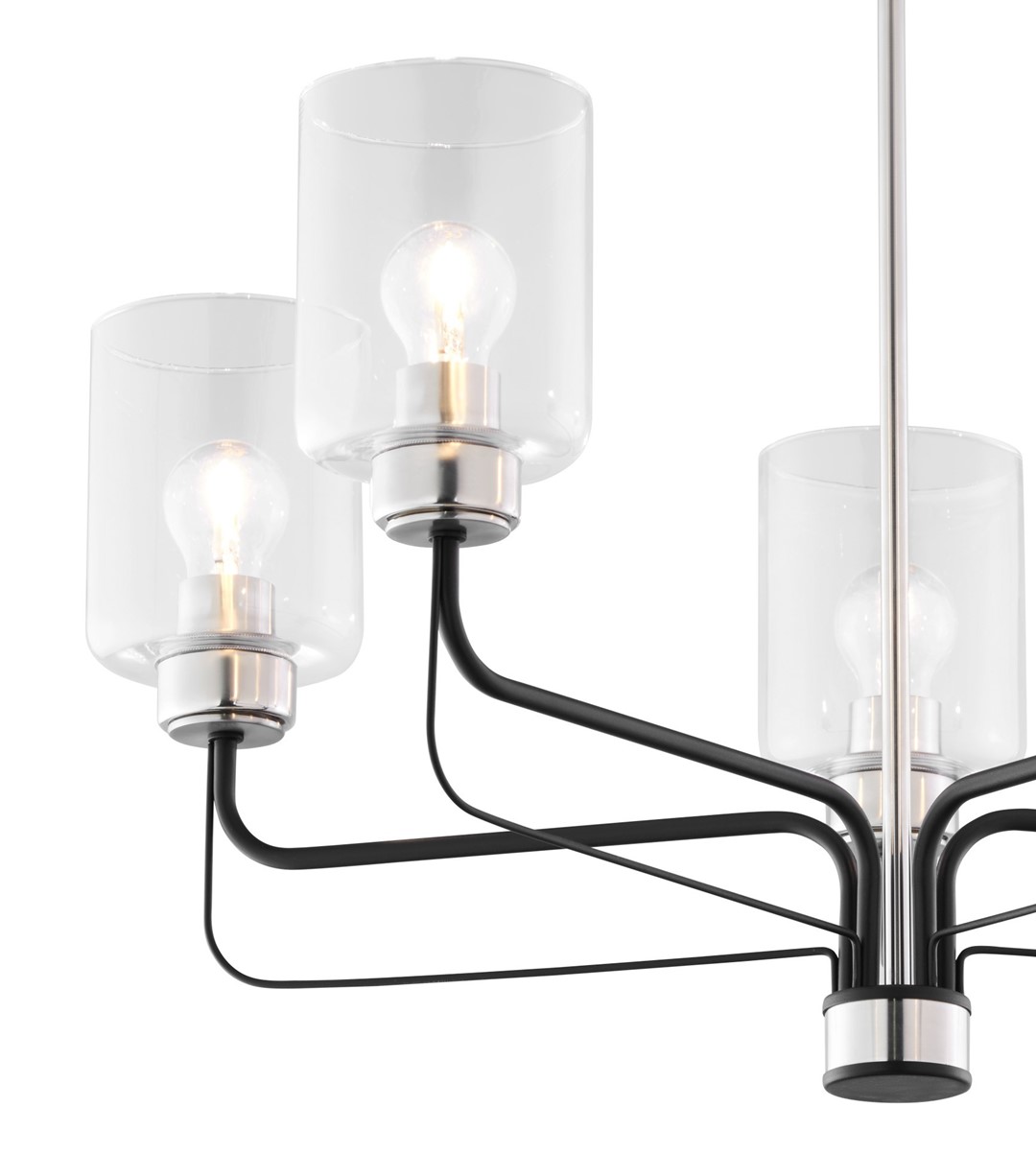 Żyrandol CERES Czarny Srebrny Transparentny Szklane Klosze 5xE27